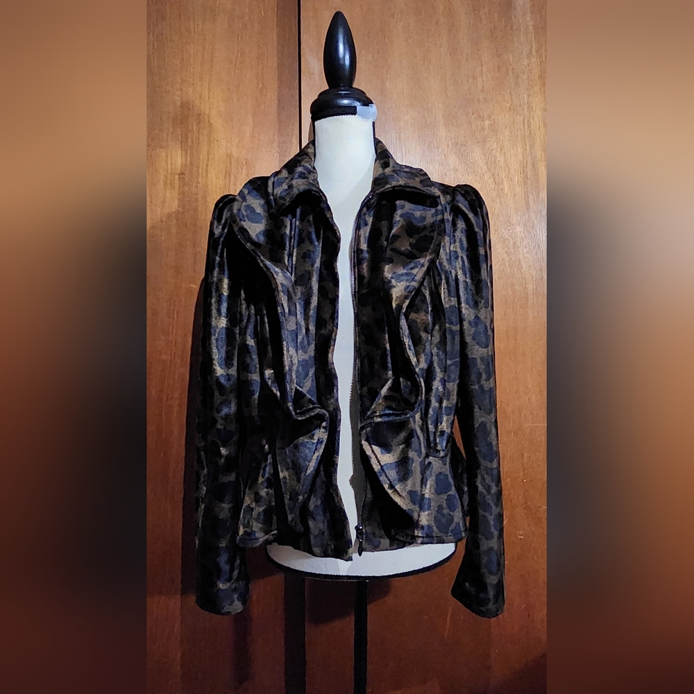 INC International Concepts Brown and Black Animal Print Blazer